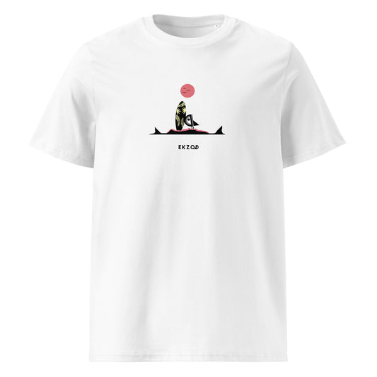 T-shirt Surf Shark BIO (blanc unisexe)
