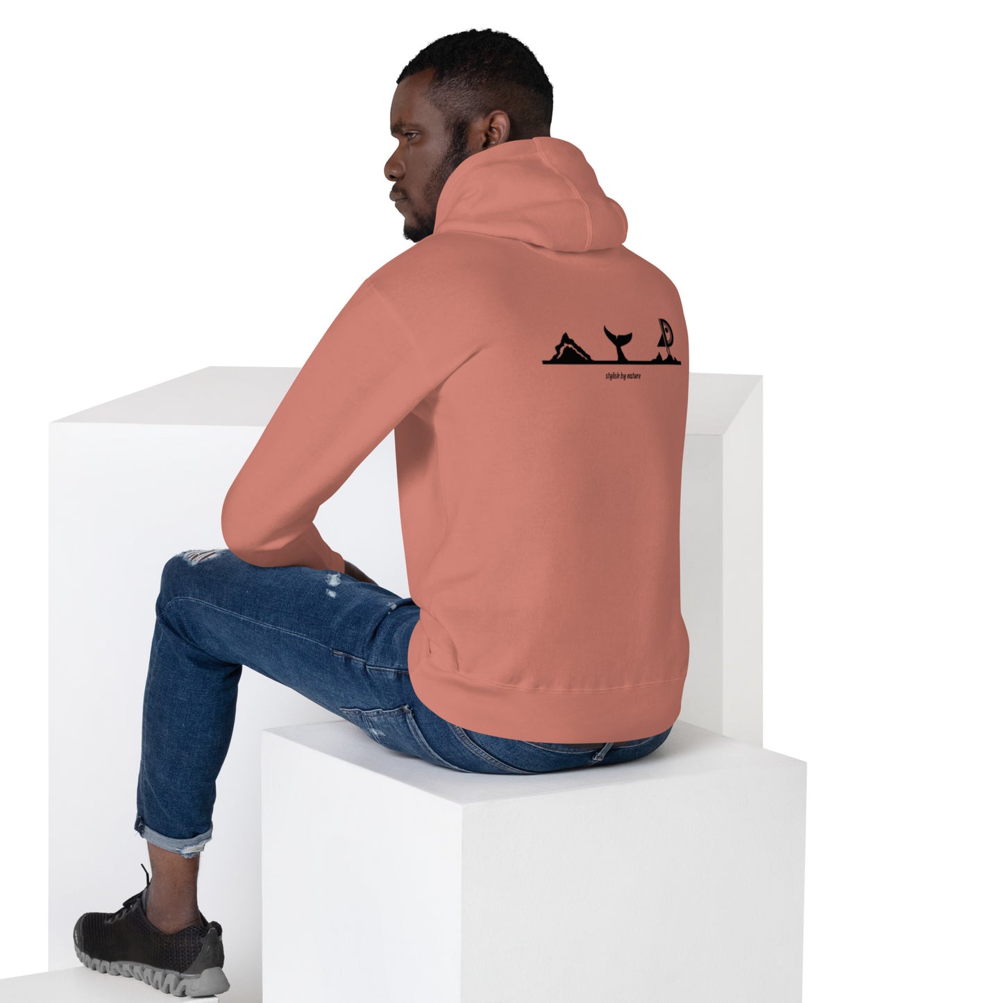 Hoodie Océan brodé premium (saumon unisexe)