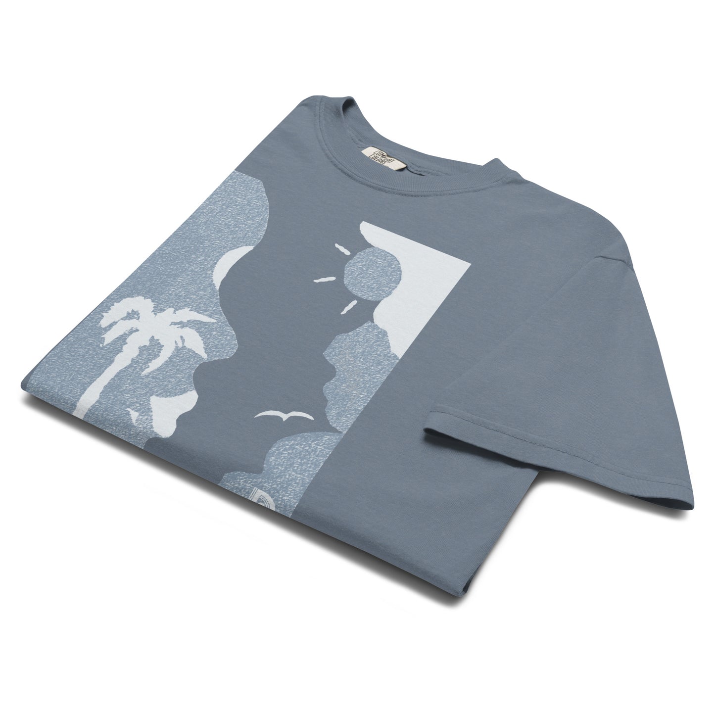 T-shirt teinté "Tahiti Art" - premium 206g/m2 - (bleu jean)