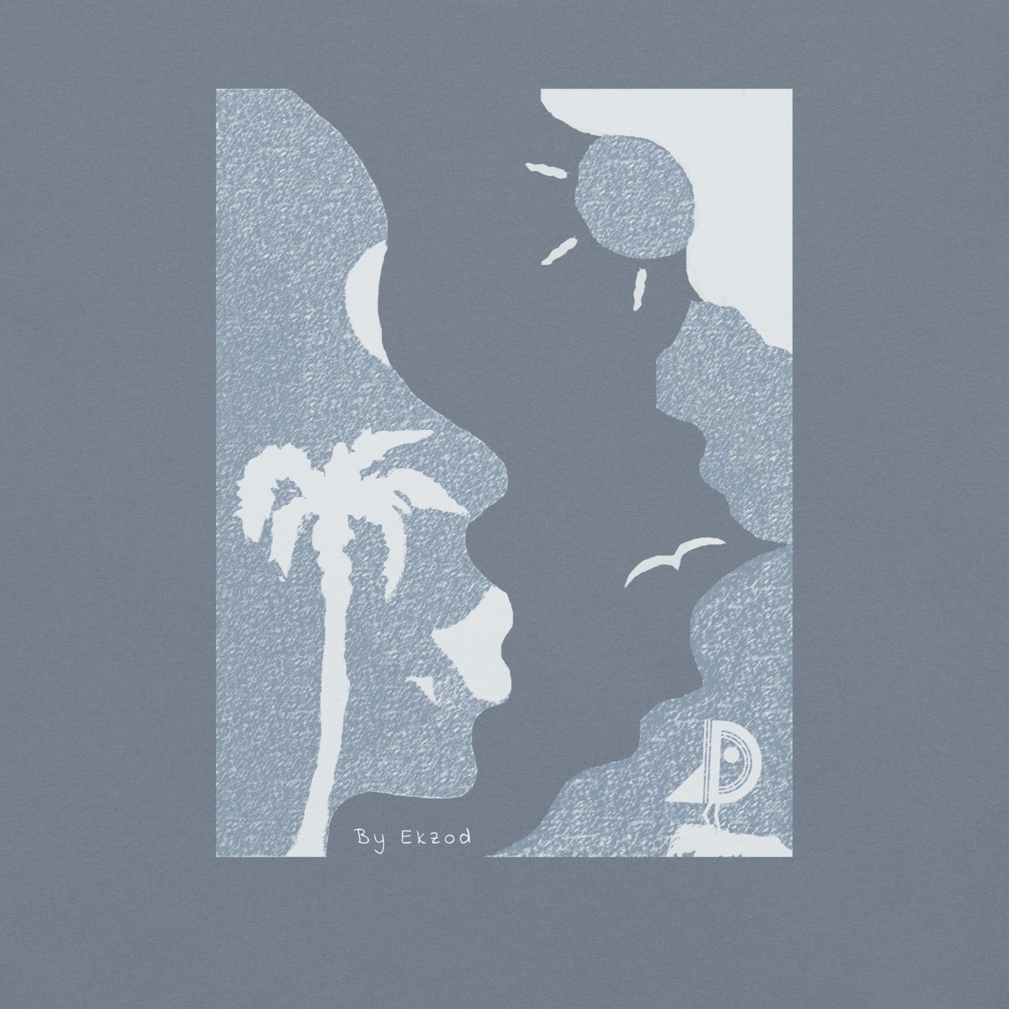 T-shirt teinté "Tahiti Art" - premium 206g/m2 - (bleu jean)