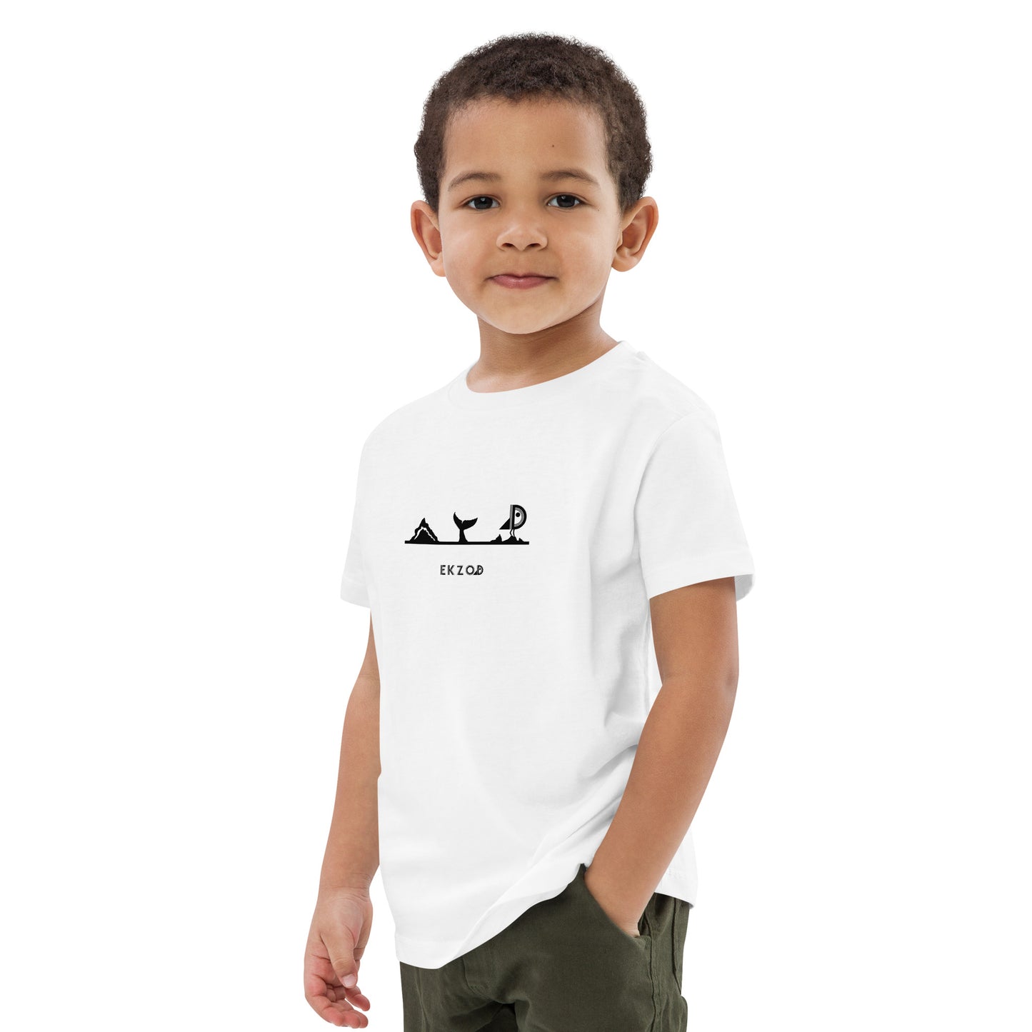 T-shirt Whale coton BIO (blanc enfant 3/14 ans)