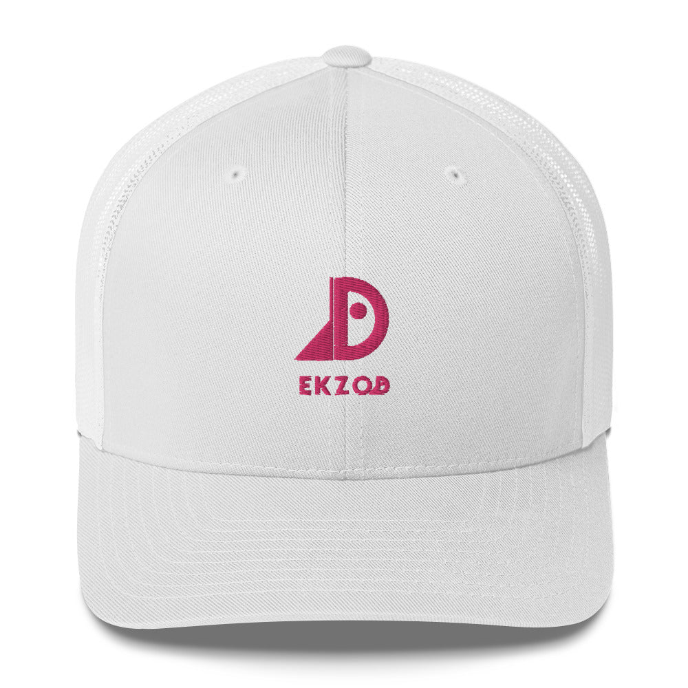 Casquette Trucker brodée (blanc rose)