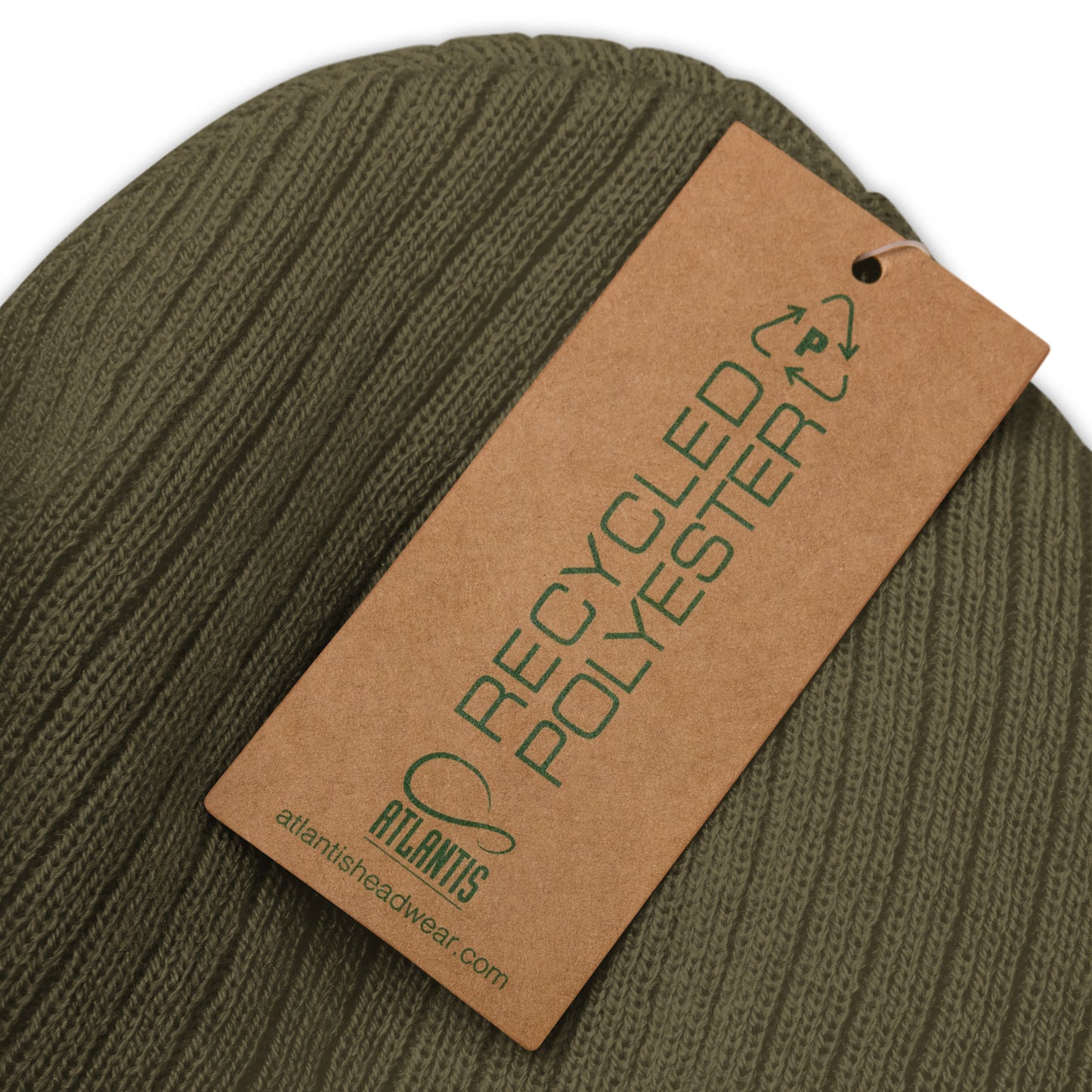 Bonnet à revers recyclé - brodé - Vert olive