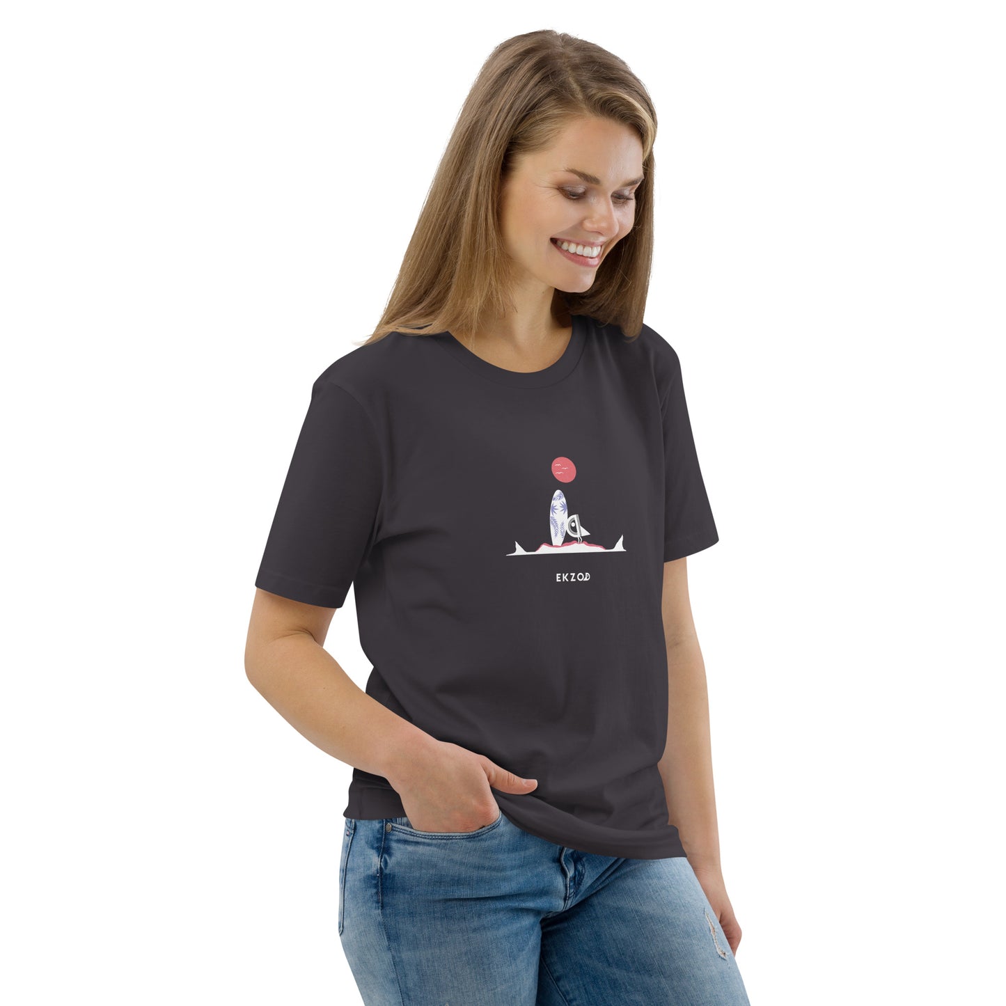 T-shirt Surf Shark BIO (anthracite unisexe)