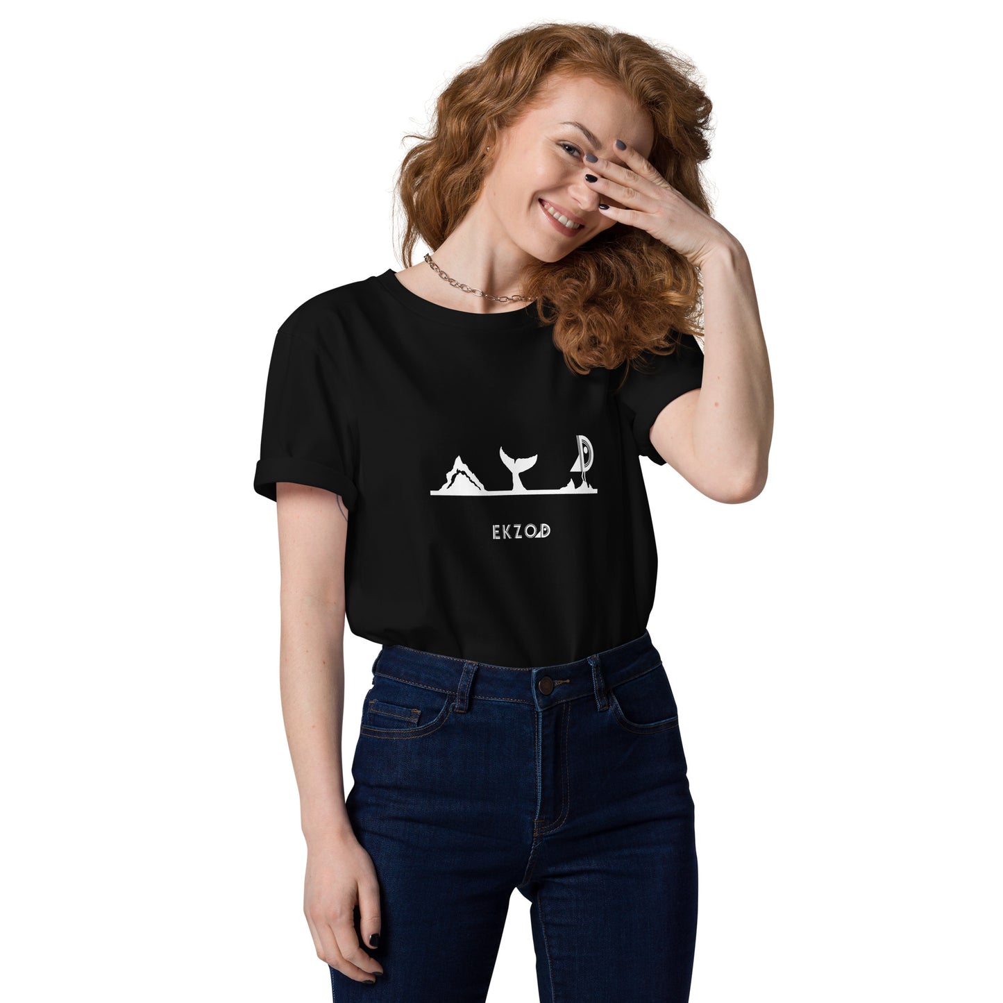 T-shirt Whale coton BIO (noir unisexe)