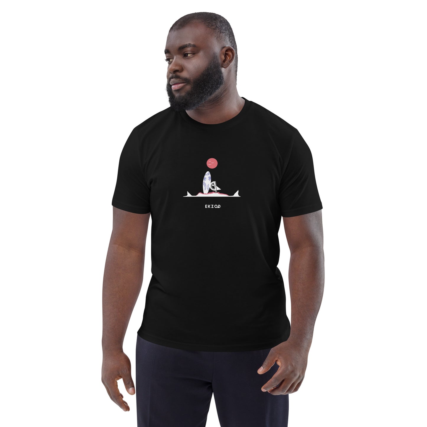 T-shirt Surf Shark BIO (noir unisexe)