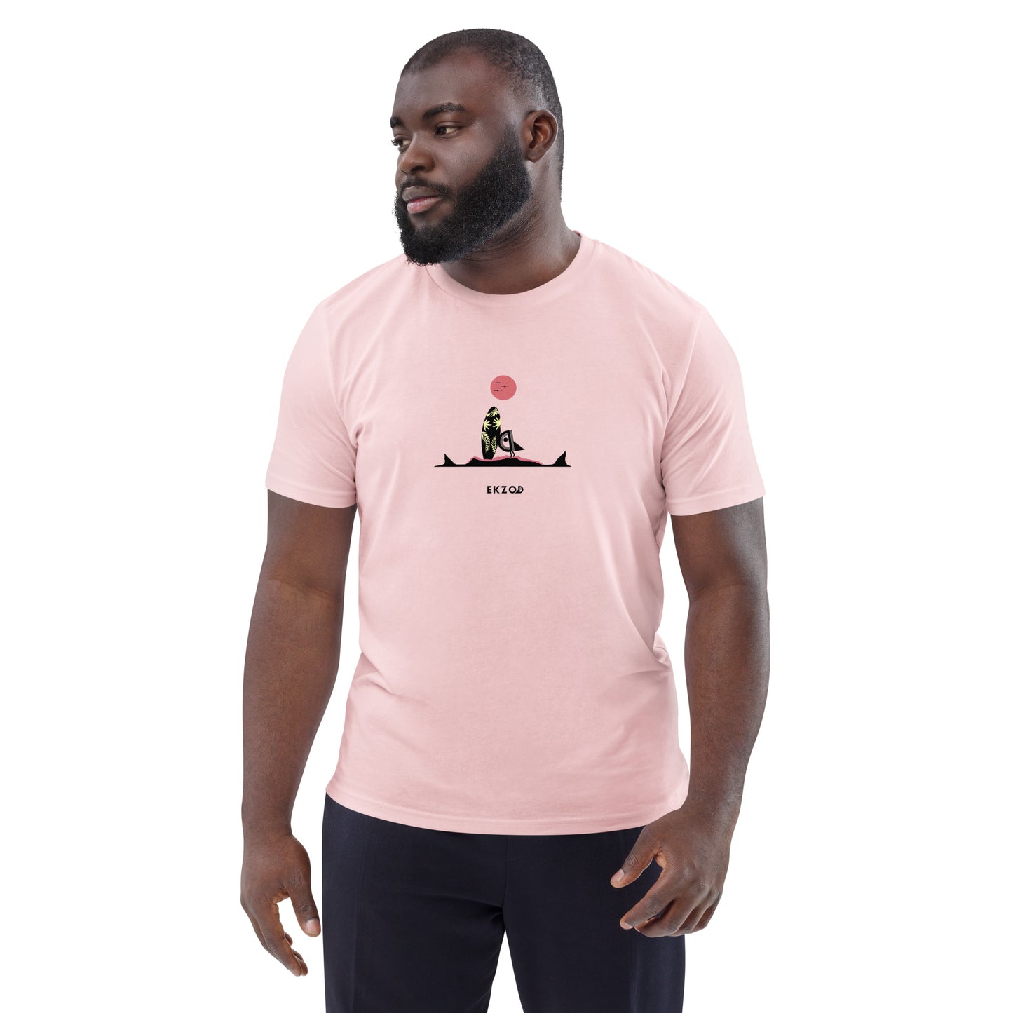 T-shirt Surf Shark BIO (rose unisexe)