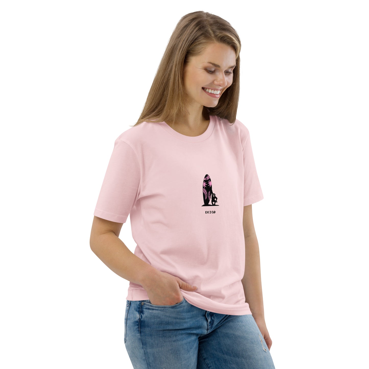 T-shirt Monkey Surf coton BIO (rose unisexe)