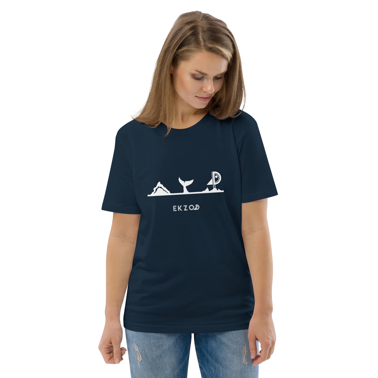 T-shirt Whale coton BIO (bleu marine unisexe)