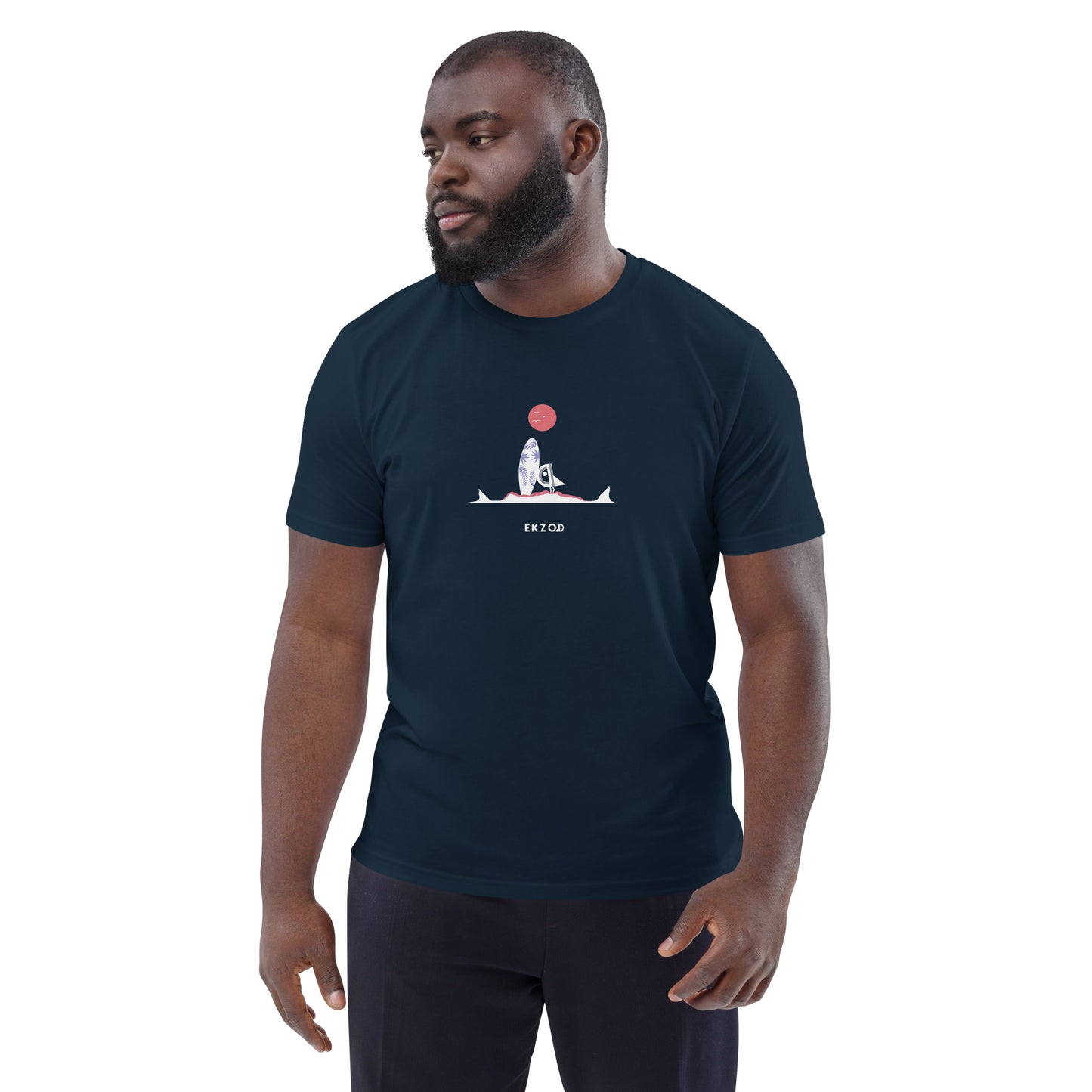 T-shirt Surf Shark BIO (bleu marine unisexe)