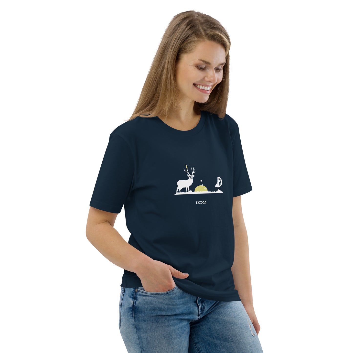 T-shirt Deer coton BIO (bleu marine unisexe)