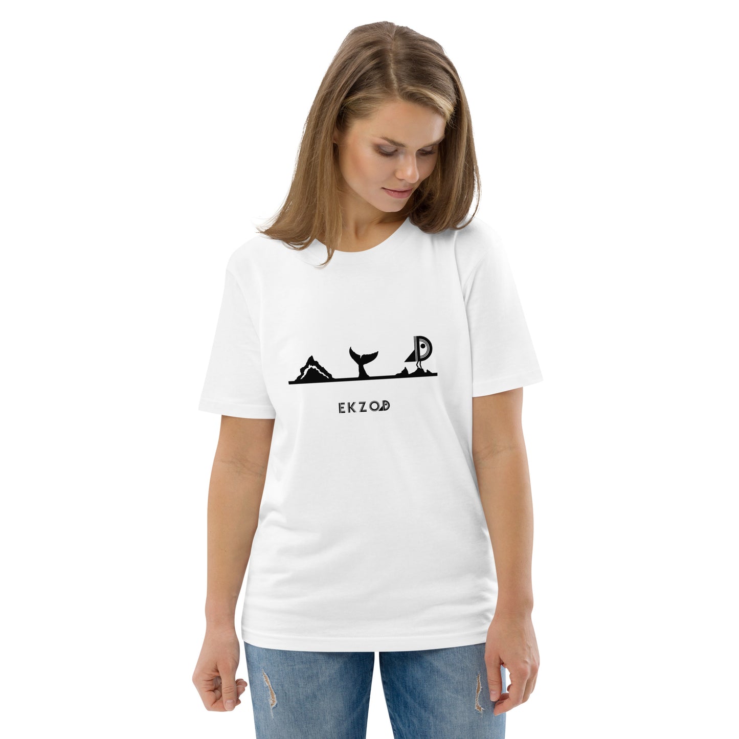 T-shirt Whale coton BIO (blanc unisexe)