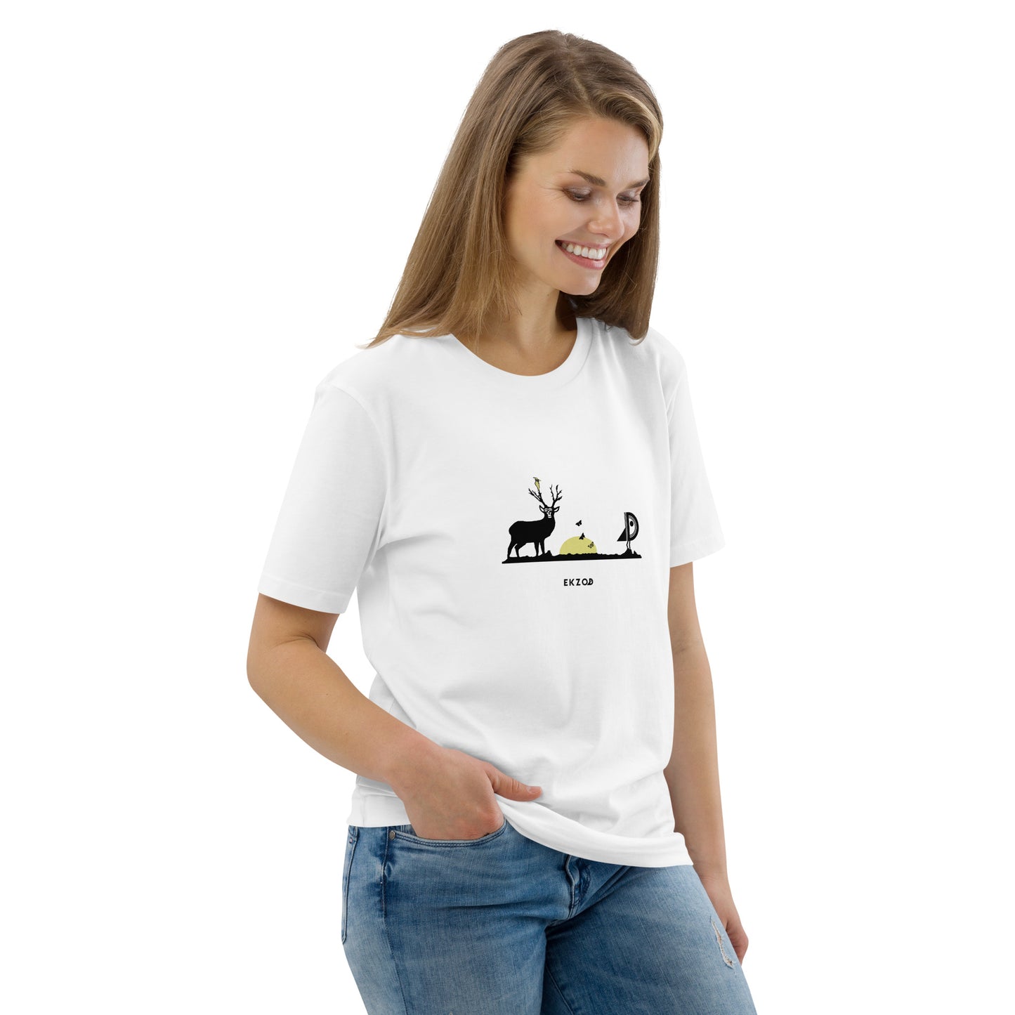 T-shirt Deer coton BIO (blanc unisexe)