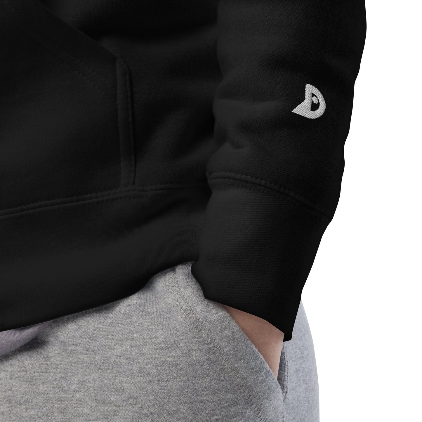 Hoodie Océan brodé premium (noir unisexe)