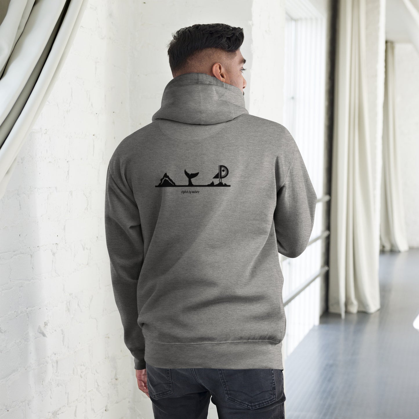 Hoodie Océan brodé premium (gris unisexe)