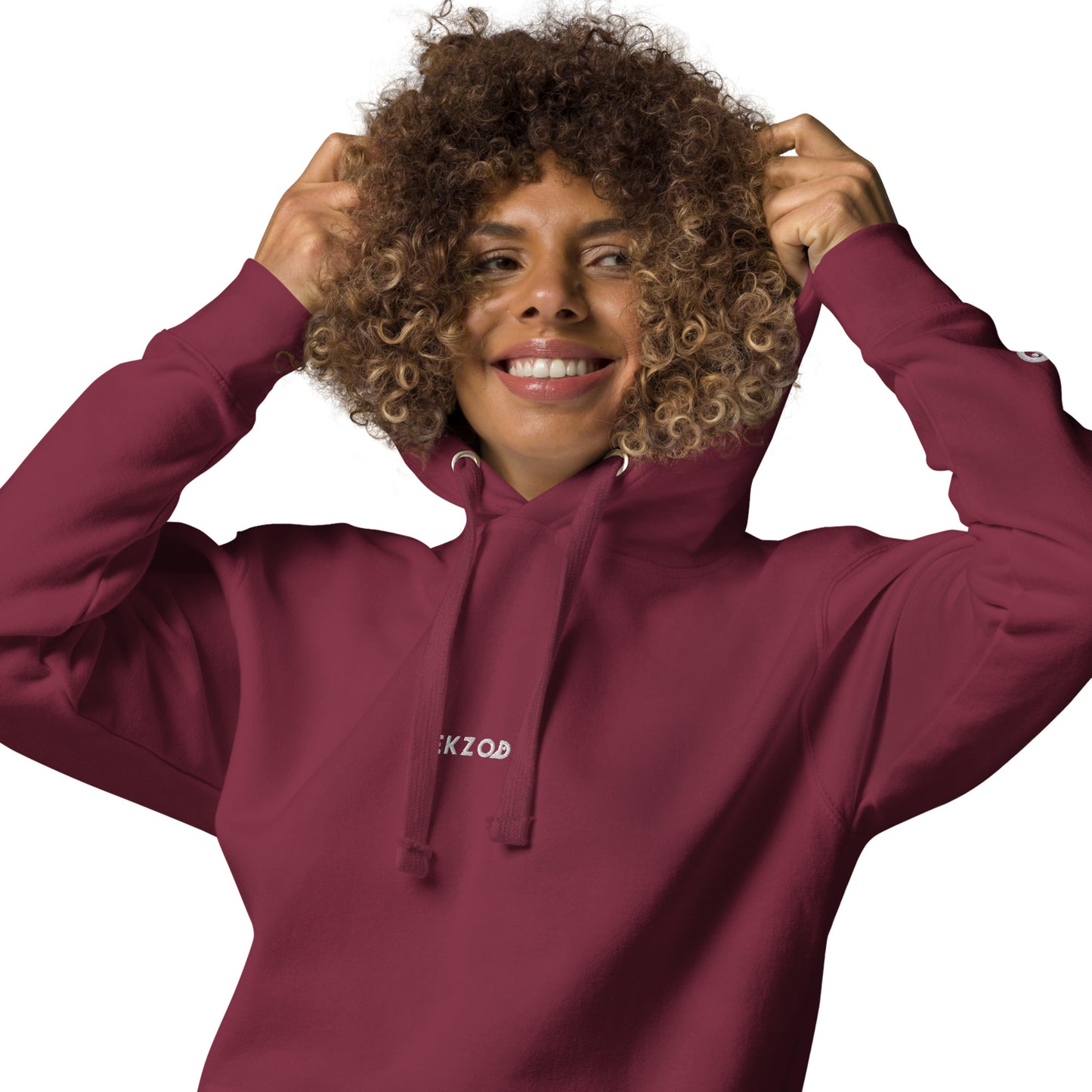 Hoodie Océan brodé premium (grenat unisexe)