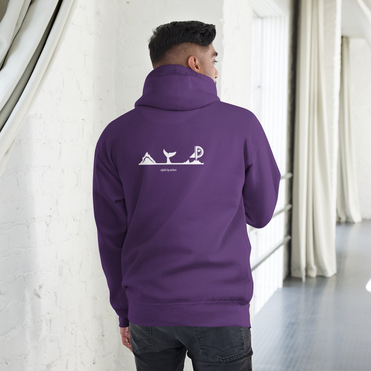 Hoodie Océan brodé premium (violet unisexe)