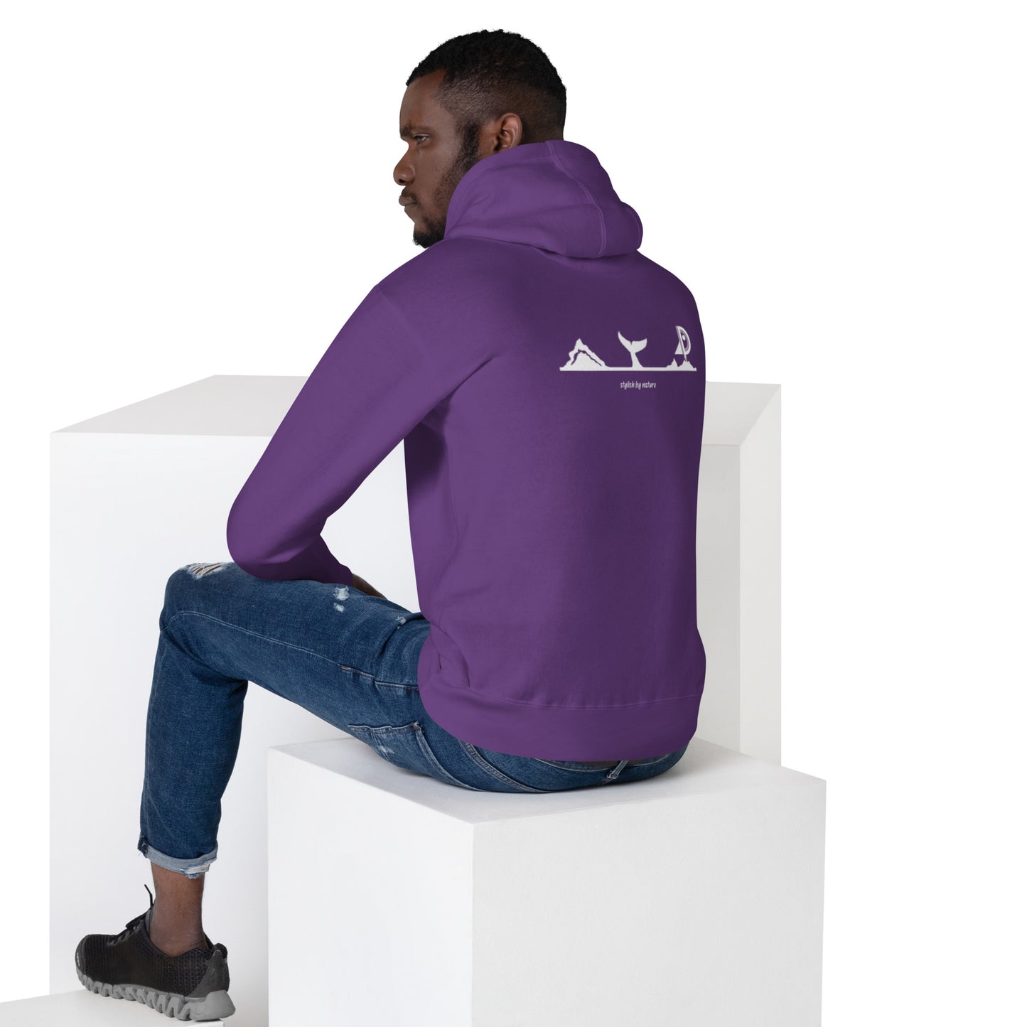 Hoodie Océan brodé premium (violet unisexe)