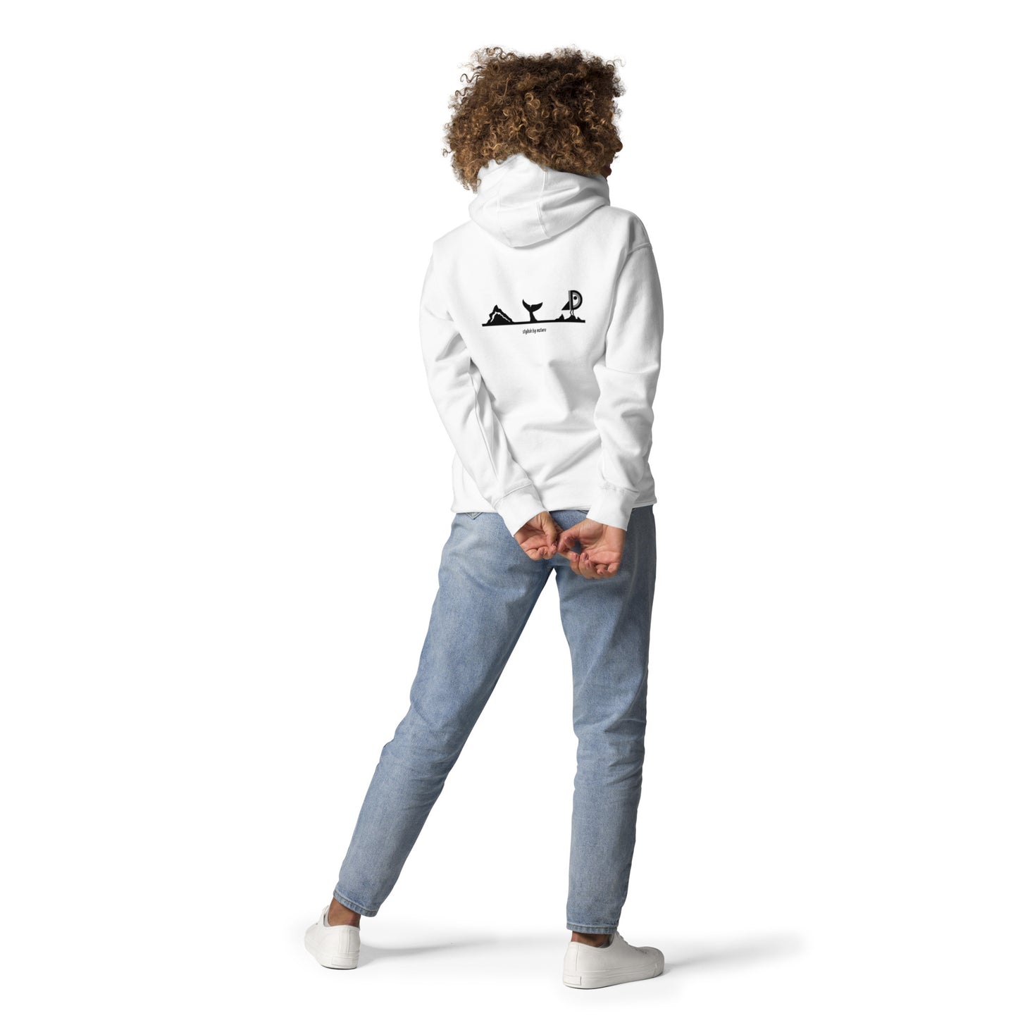 Hoodie Océan brodé premium (blanc unisexe)