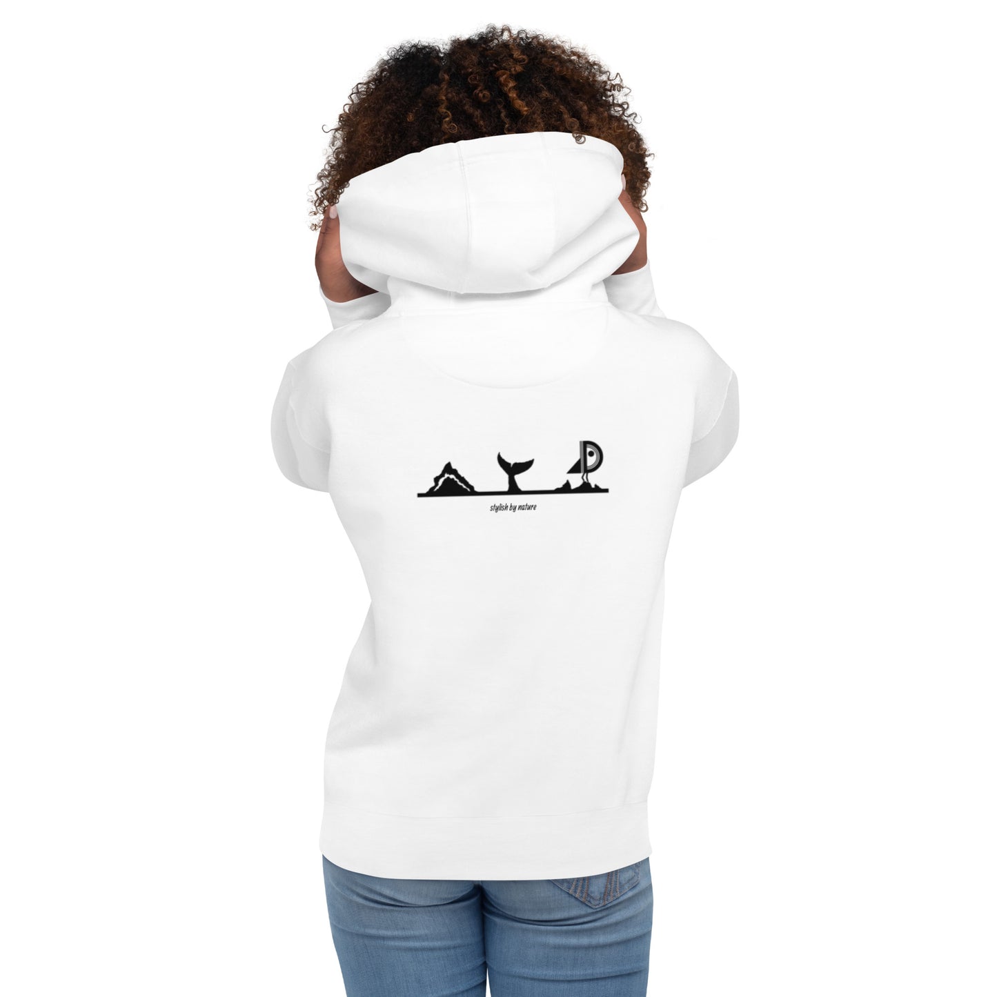 Hoodie Océan brodé premium (blanc unisexe)