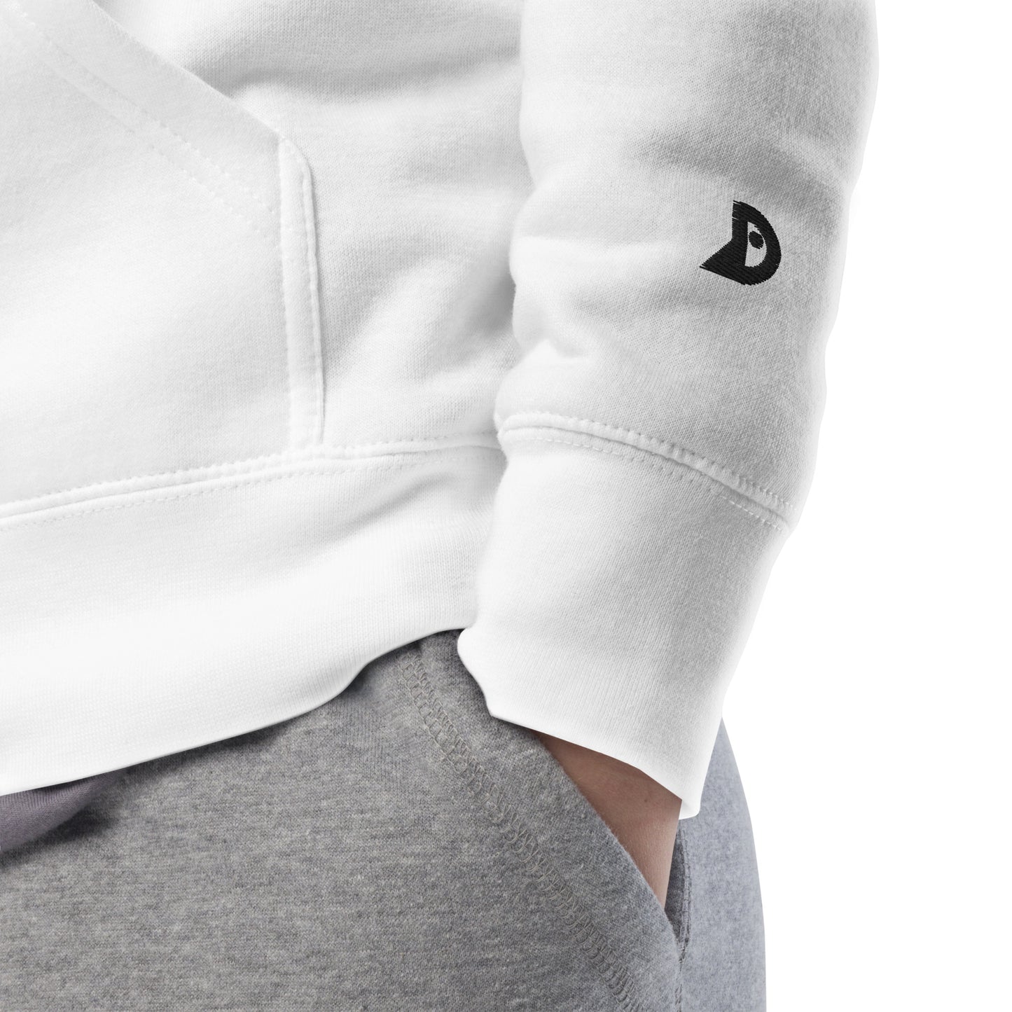 Hoodie Océan brodé premium (blanc unisexe)