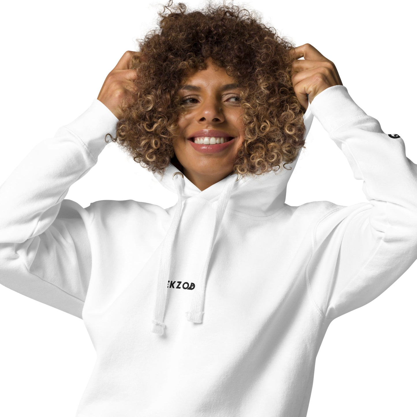 Hoodie Océan brodé premium (blanc unisexe)