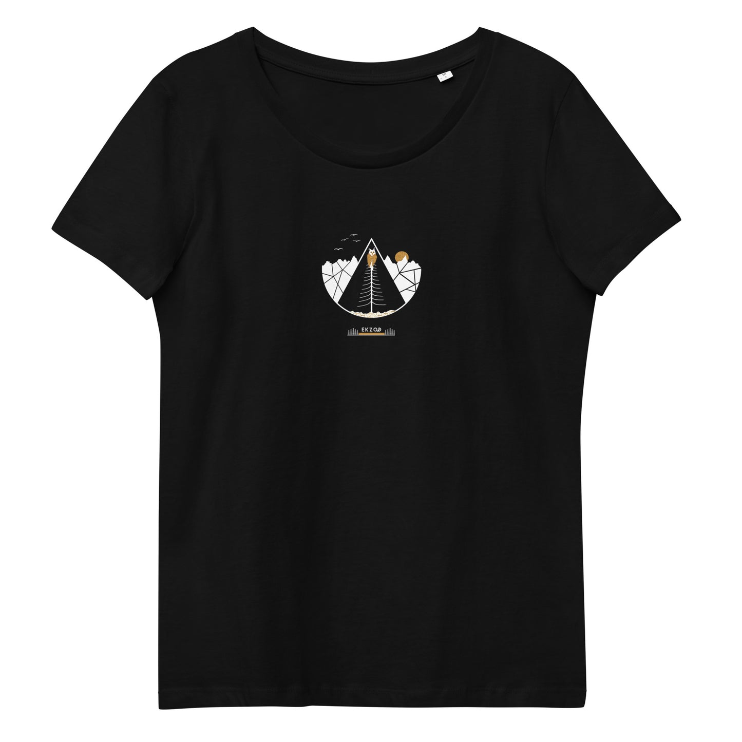 Women's black organic t-shirt - Owl