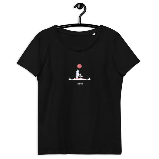 T-shirt Surf Shark coton BIO (noir femme)