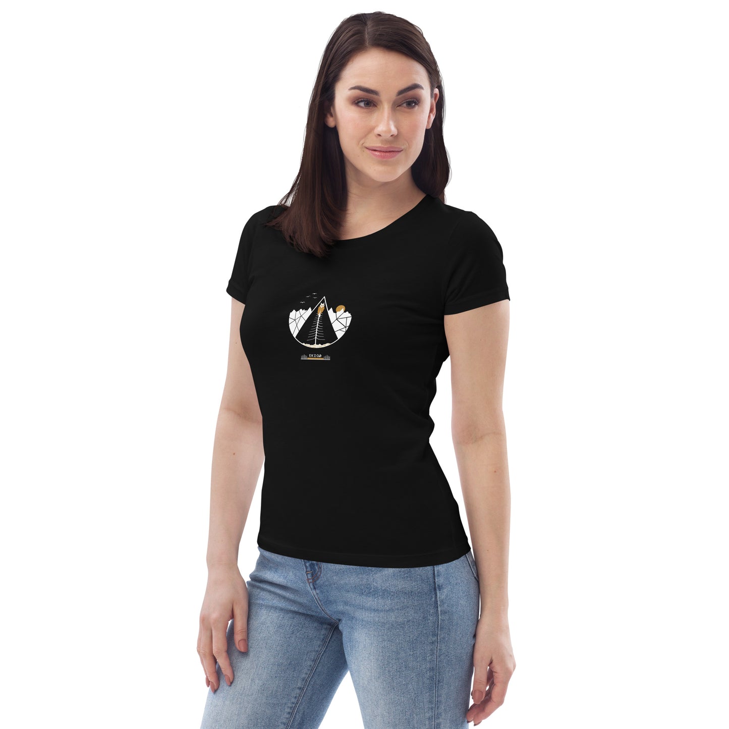 Women's black organic t-shirt - Owl