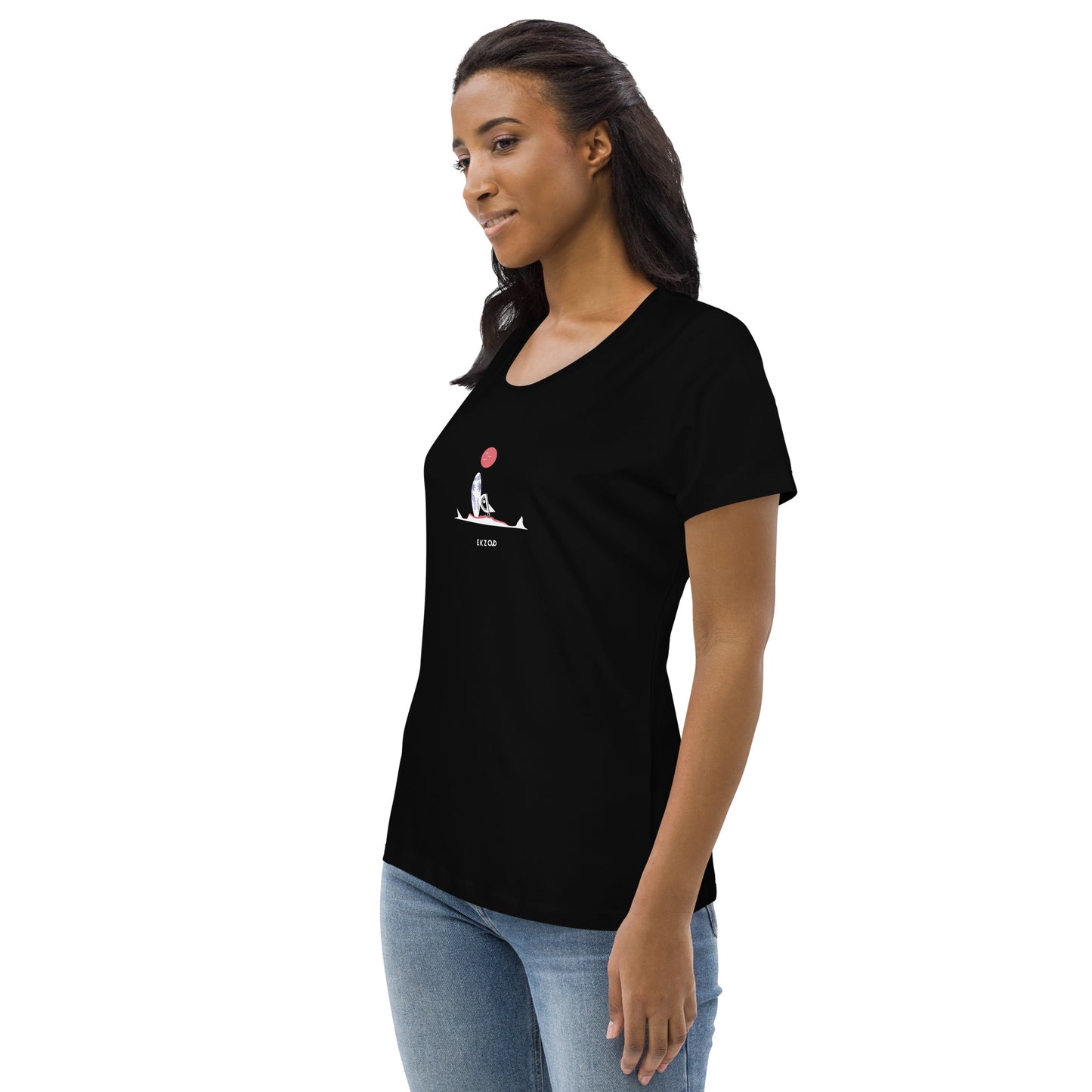 T-shirt Surf Shark coton BIO (noir femme)