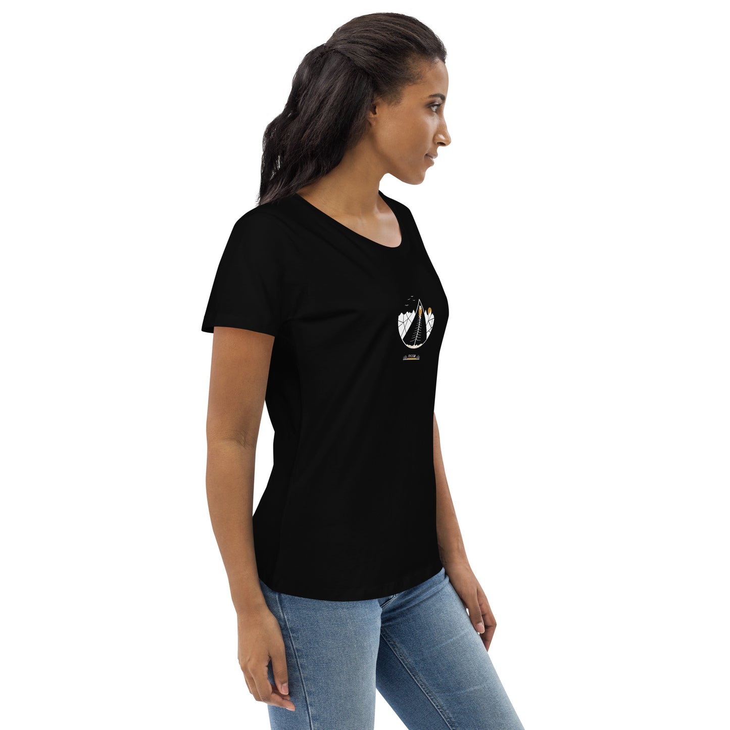 Women's black organic t-shirt - Owl