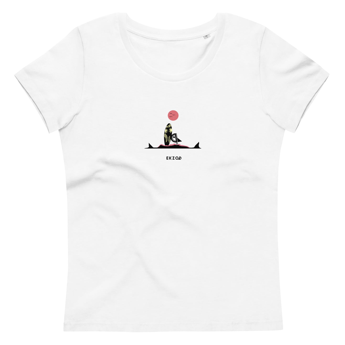 T-shirt Surf Shark coton BIO (blanc femme)