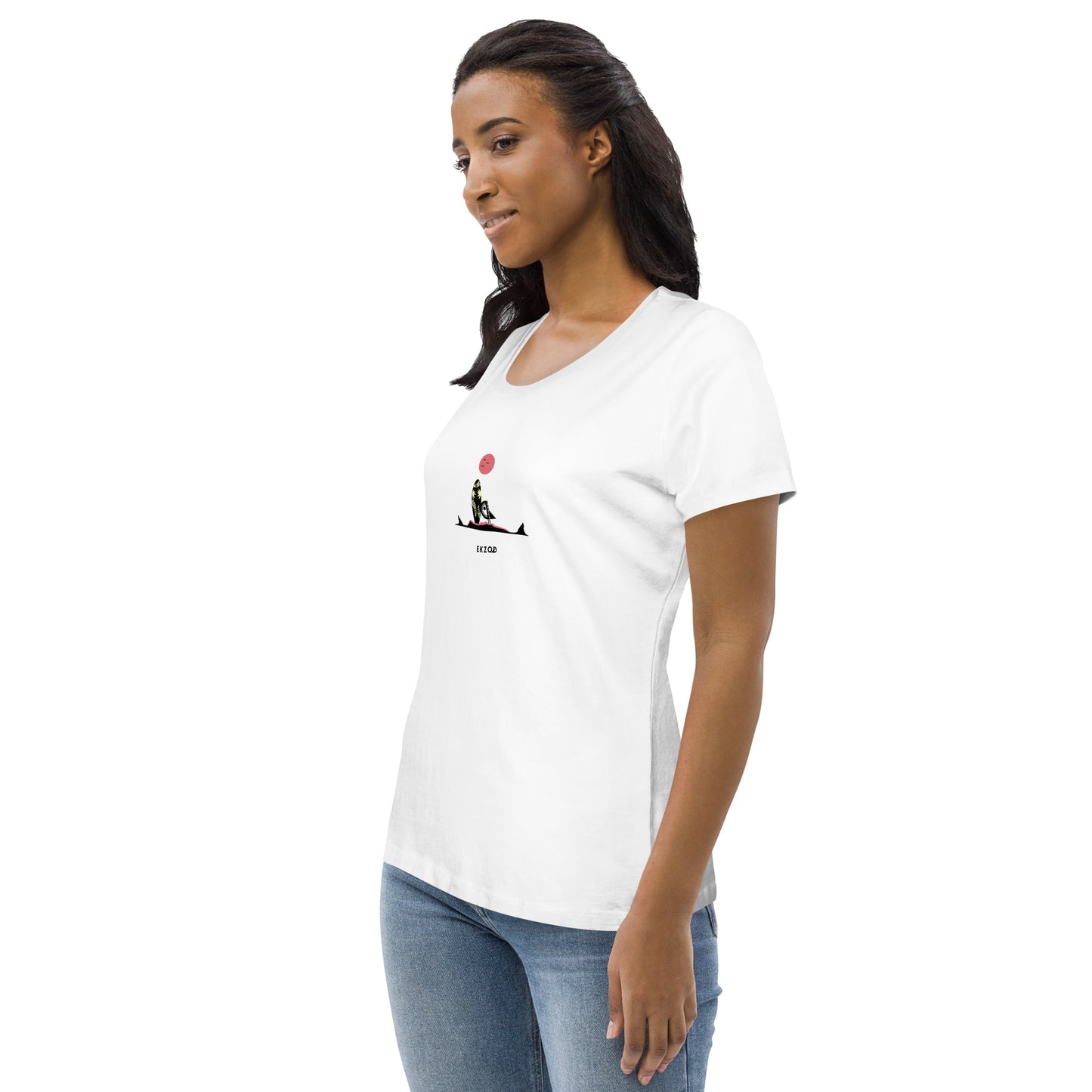 T-shirt Surf Shark coton BIO (blanc femme)