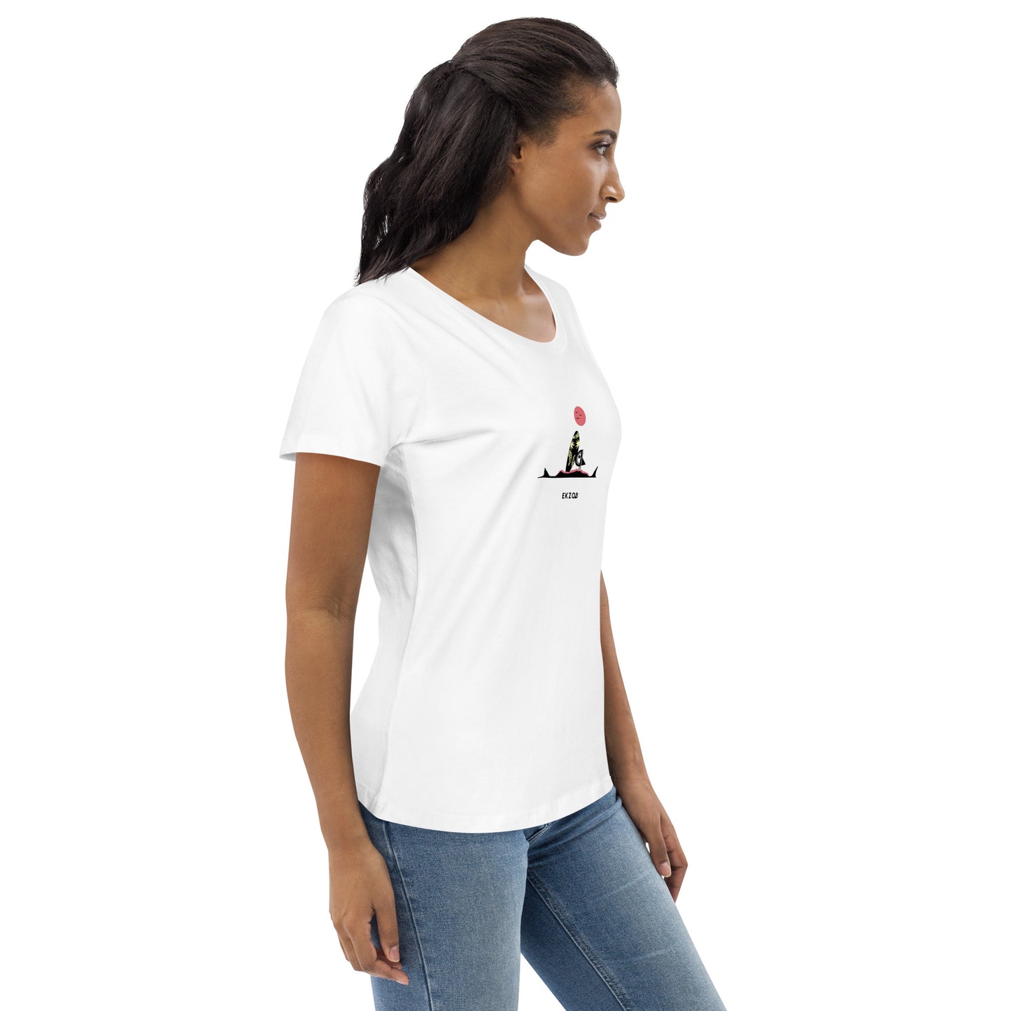 T-shirt Surf Shark coton BIO (blanc femme)