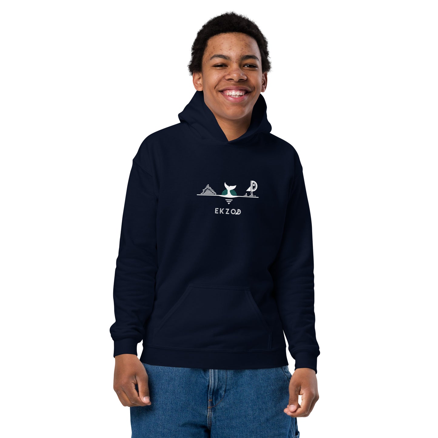 Navy blue Whale hoodie for children, 8/16 years old