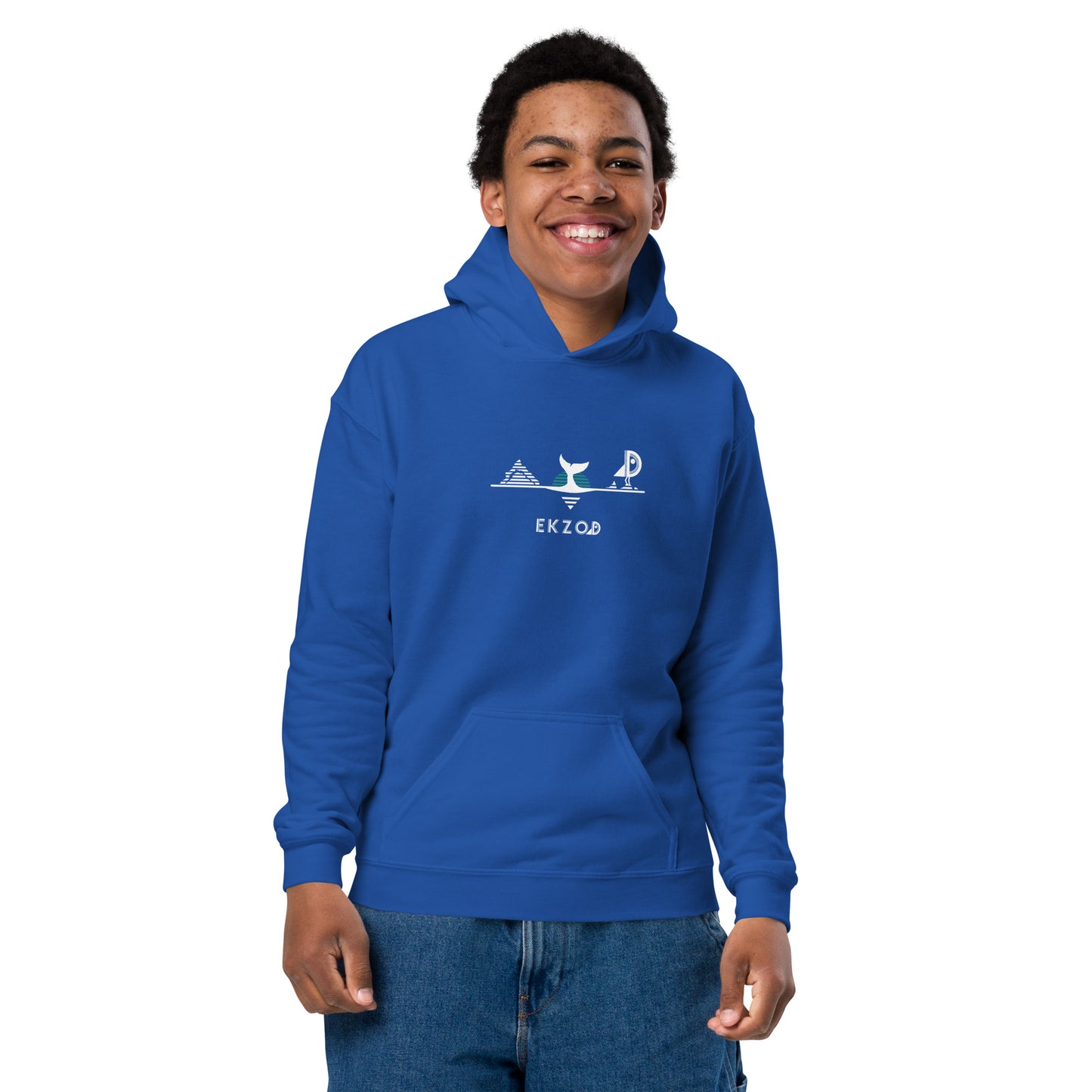 Royal blue Whale hoodie for children, 8/16 years old