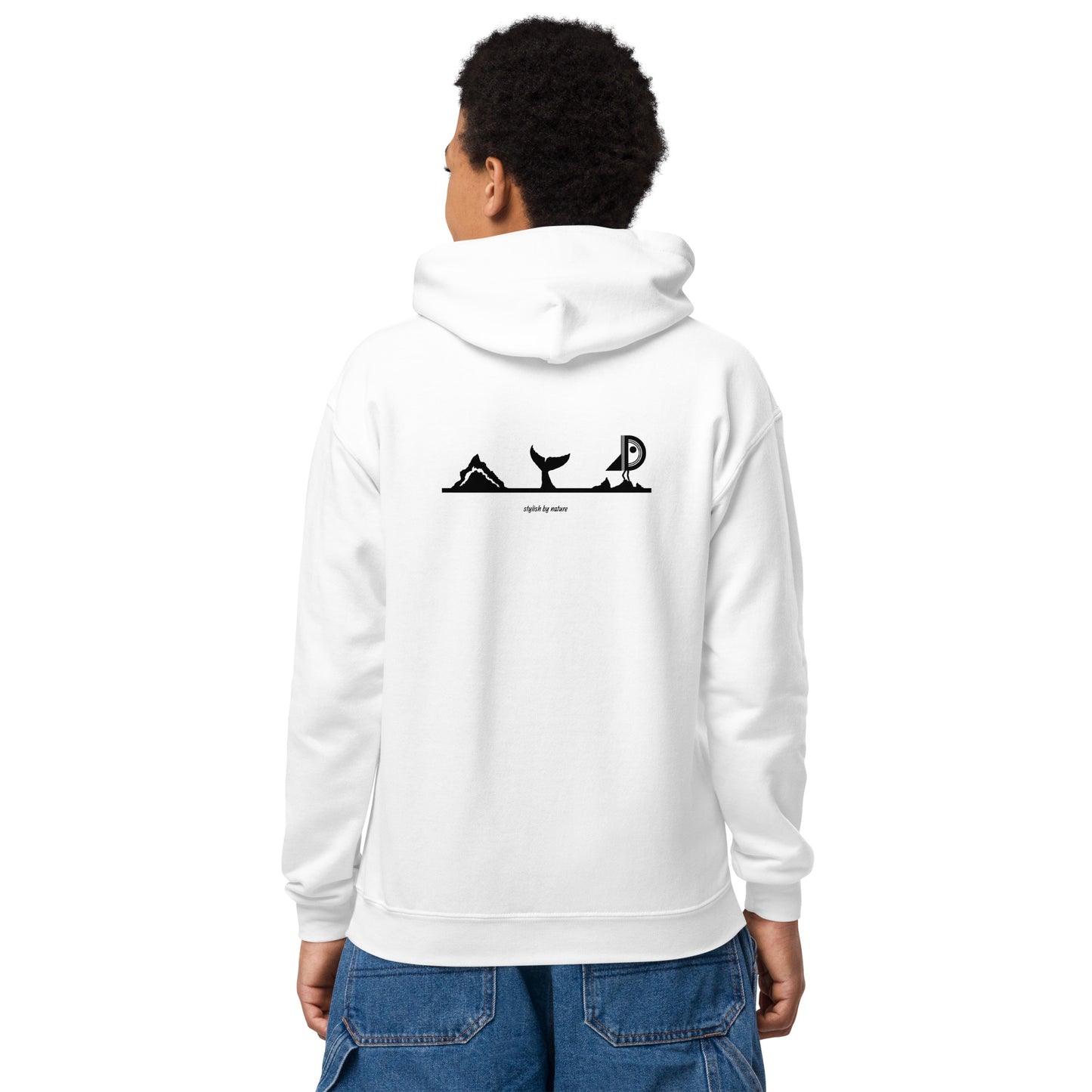 Hoodie Premium avec broderie blanc 8/16 ans